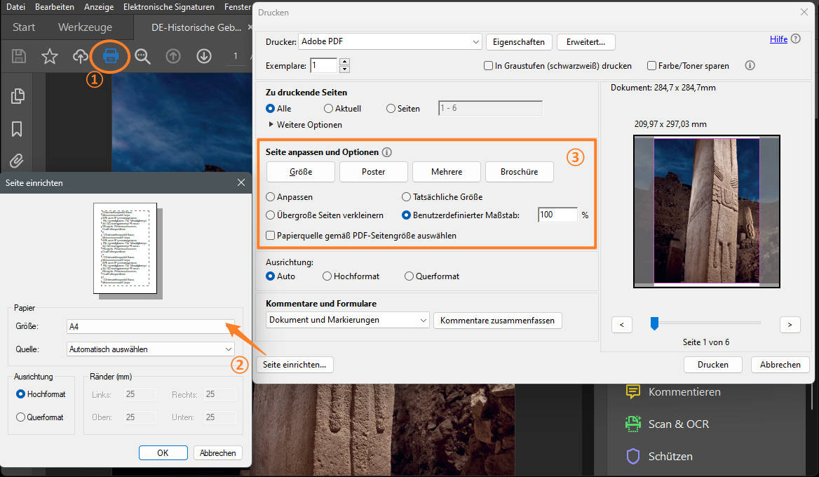Seitengröße per Adobe Acrobat ändern