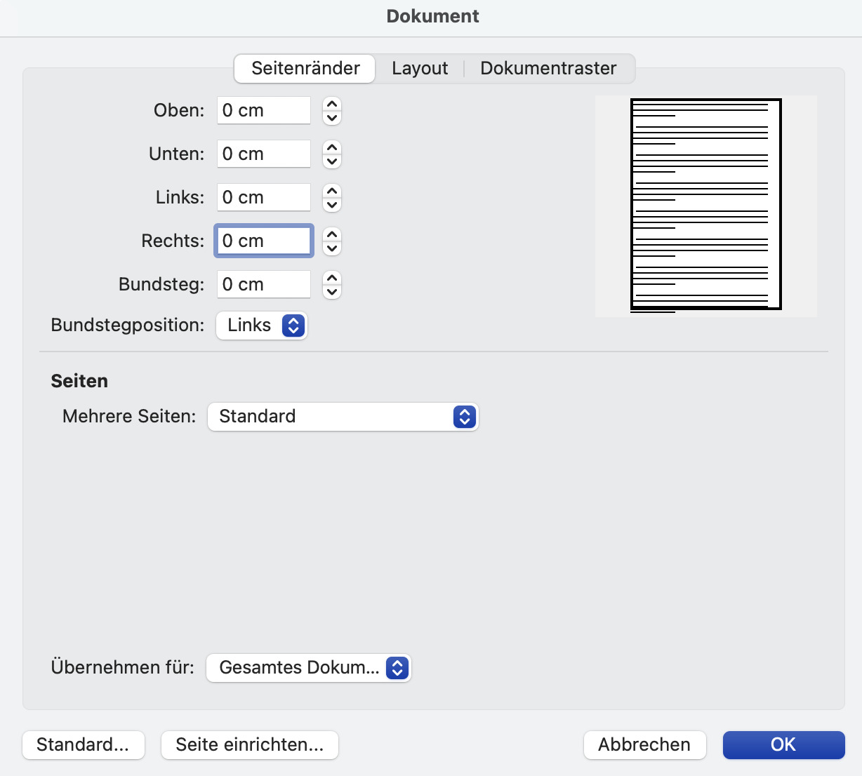 Word-Dokument randlos drucken