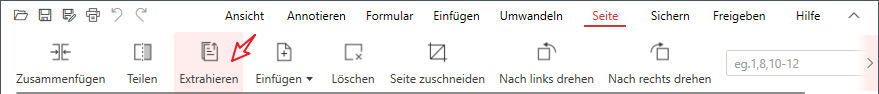pdf seite extrahieren toolleiste