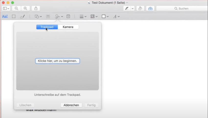 Elektronische Signatur in PDF auf Mac einfügen