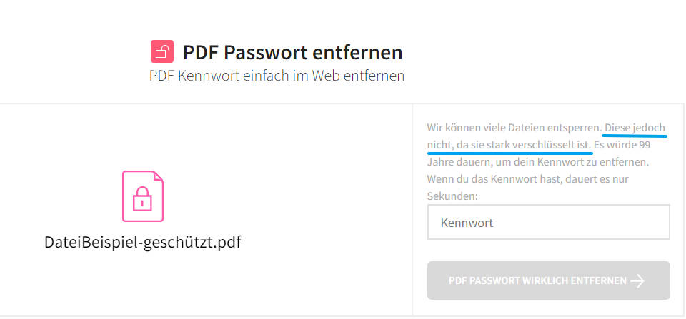 passwort entfernen fehlgeschlagen