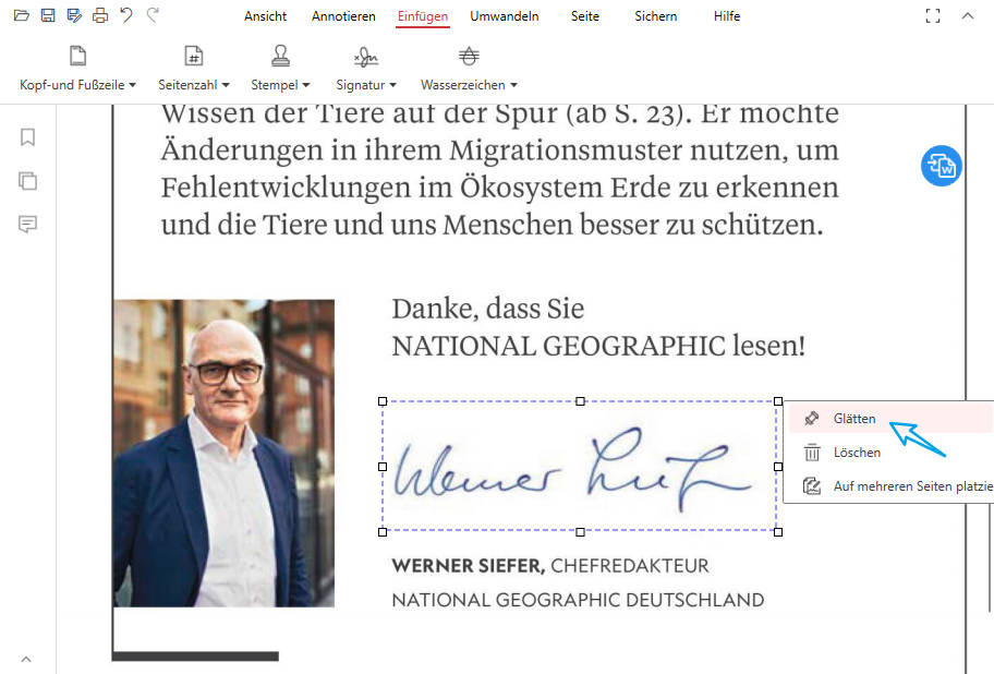 PDF-Signatur glätten