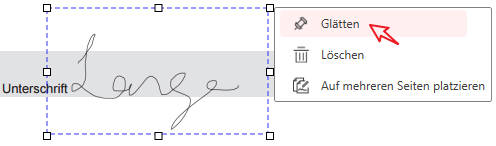 generierte signatur glätten