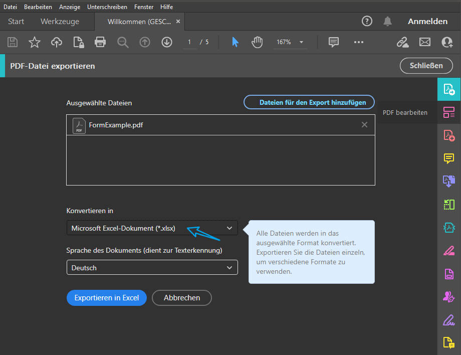 pdf zu excel exportieren