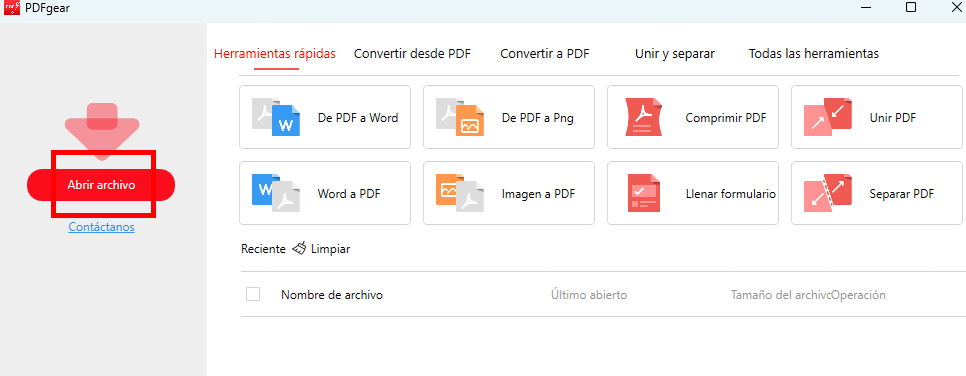 Abrir Archivo en el de PDFgear