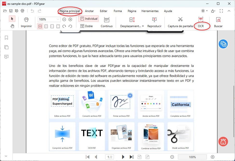 Abrir la Función OCR en PDFgear