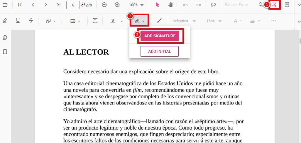 Abrir las Herramientas de Firma