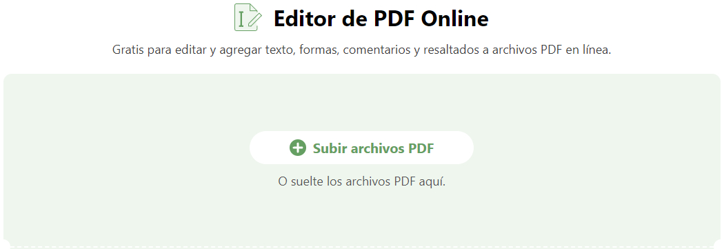 Subir PDF al Editor en Línea