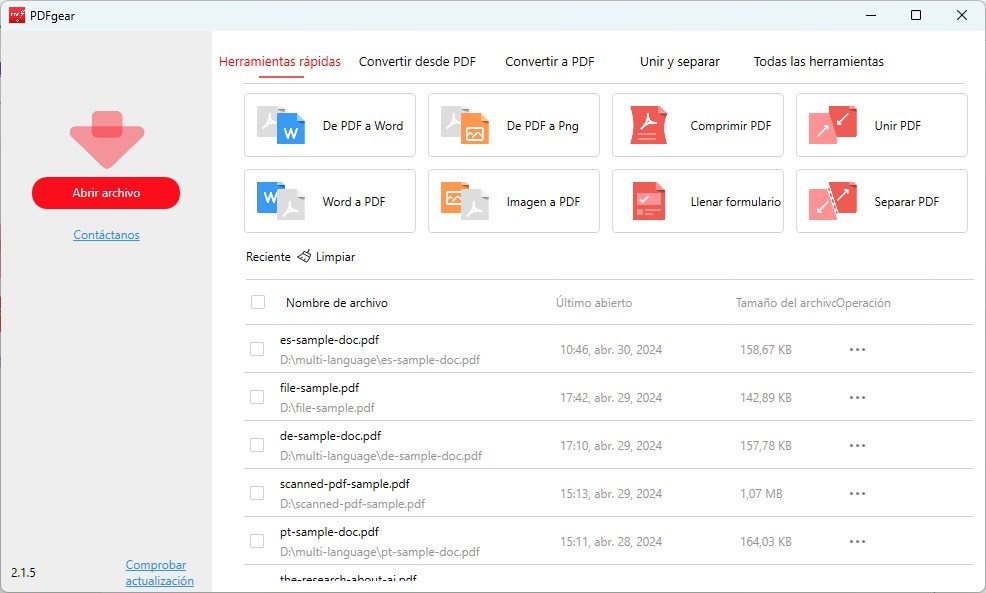 Abrir un PDF en PDFgear