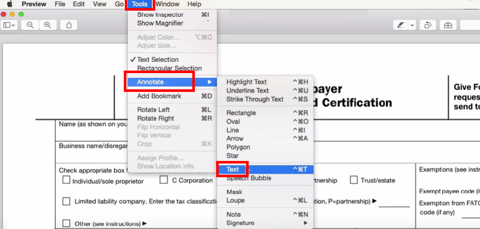 Llenar el Formulario PDF con Preview