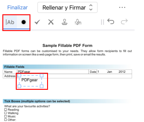 Rellenar Formulario PDF en la Aplicación PDFgear