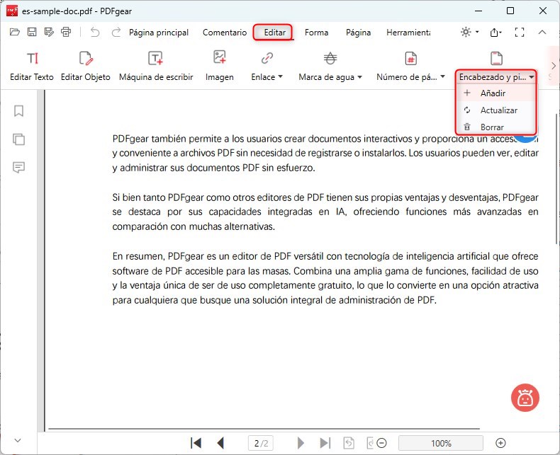 Añadir Encabezado y Pie de Página en PDF 