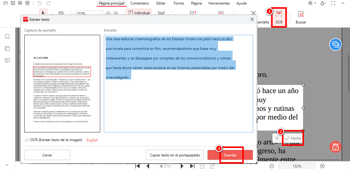 Extraer Texto con el Botón OCR