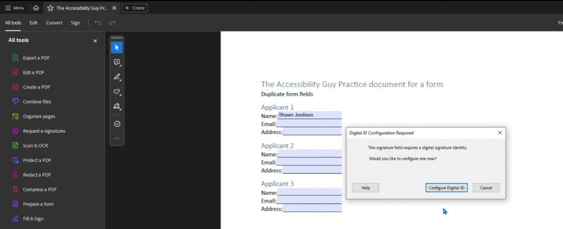 Configurar ID digital