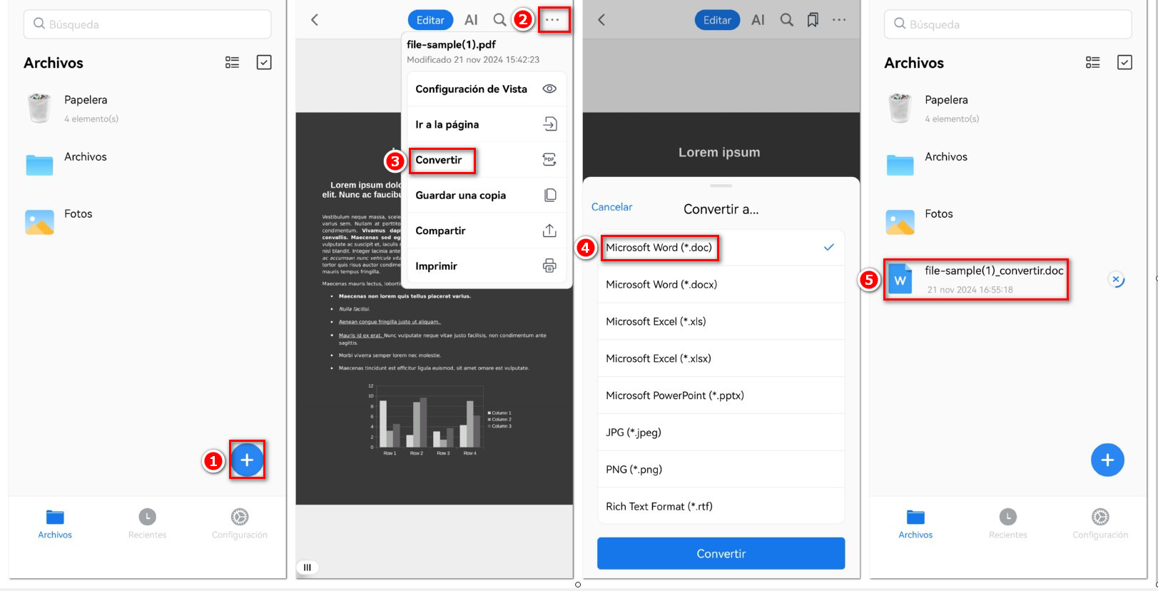 Convertir PDF a Word en Android