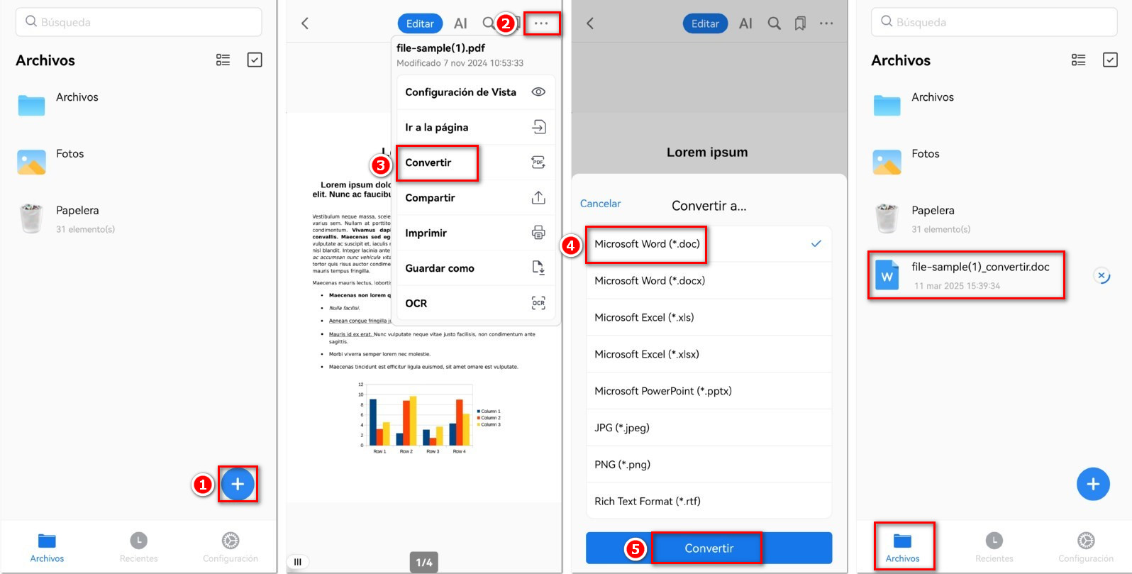 Convertir un PDF a Word en iPhone