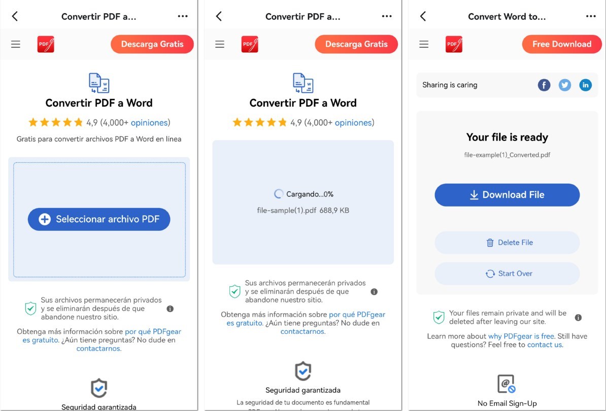 Convertir PDF a Word en Móvil Online