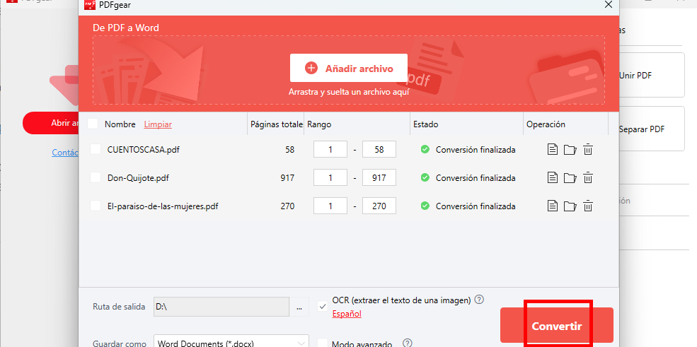 Convertir por Lotes PDF Escaneado a Word