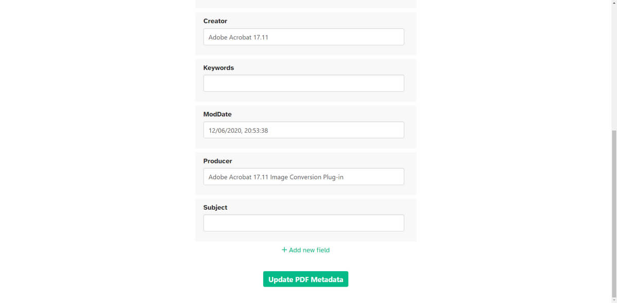 Editar los Metadatos del PDF