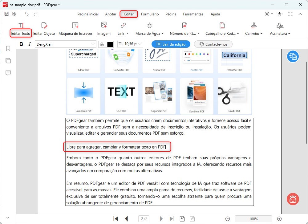 Editar texto en PDF con PDFgear