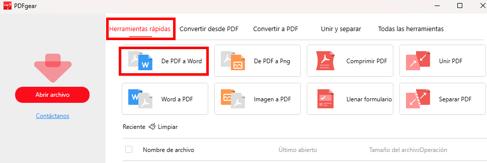 Navega al Botón PDF a Word