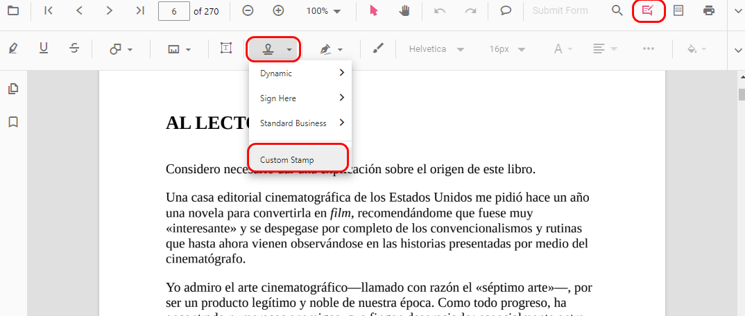 Ubicar botón de Sello Personalizado