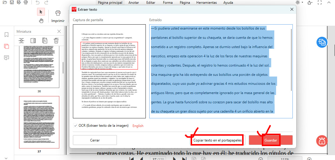 Guardar el Texto Extraído