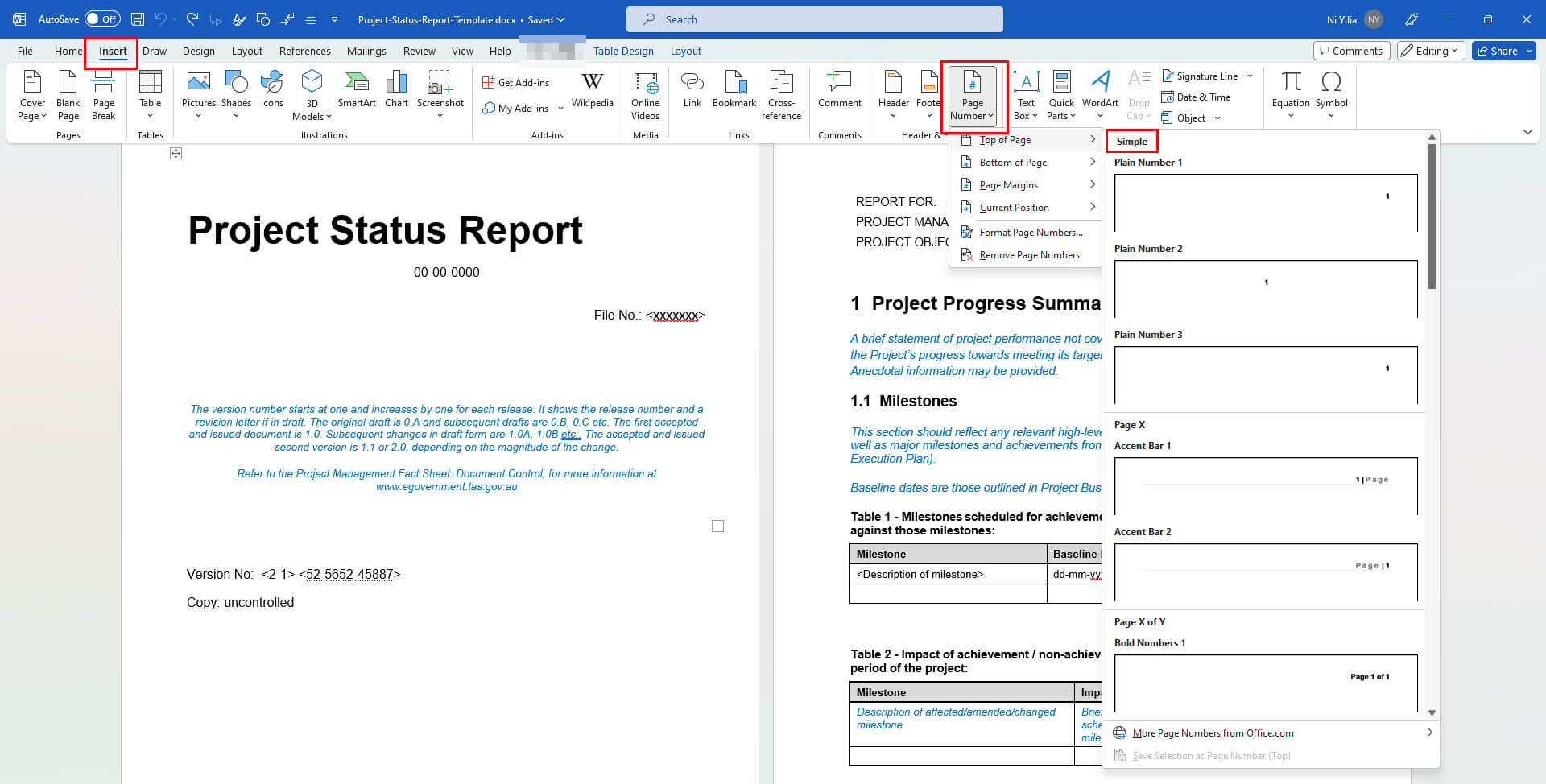 Añadir el Número de Página con Microsoft Word