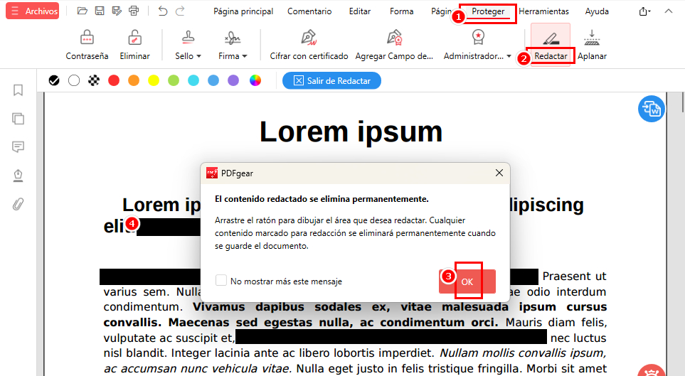 Censura un PDF con PDFgear Gratis