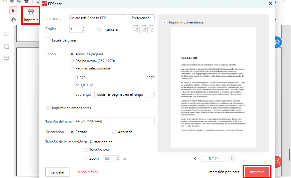 Imprimir tu Documento con PDFgear