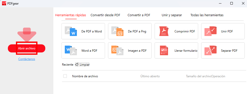 Iniciar PDFgear y Abrir el Archivo PDF