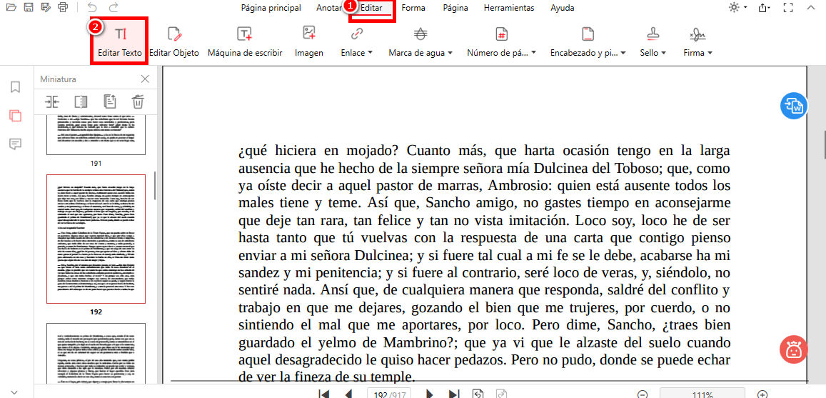 Navegar para Editar Texto en la Barra de Herramientas