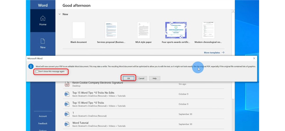 Abrir el archivo PDF en MS Word