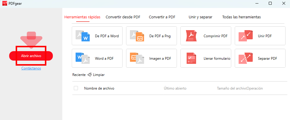 Subir un PDF a PDFgear