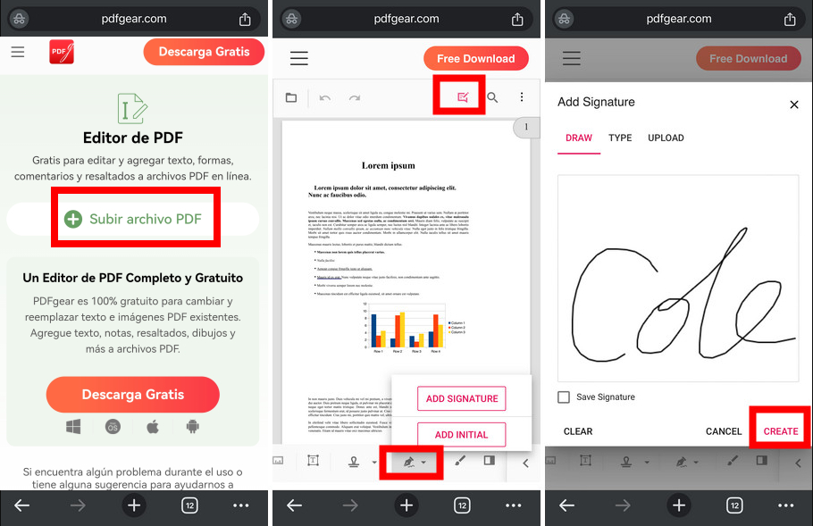 Firmar en PDF en iPhone en línea