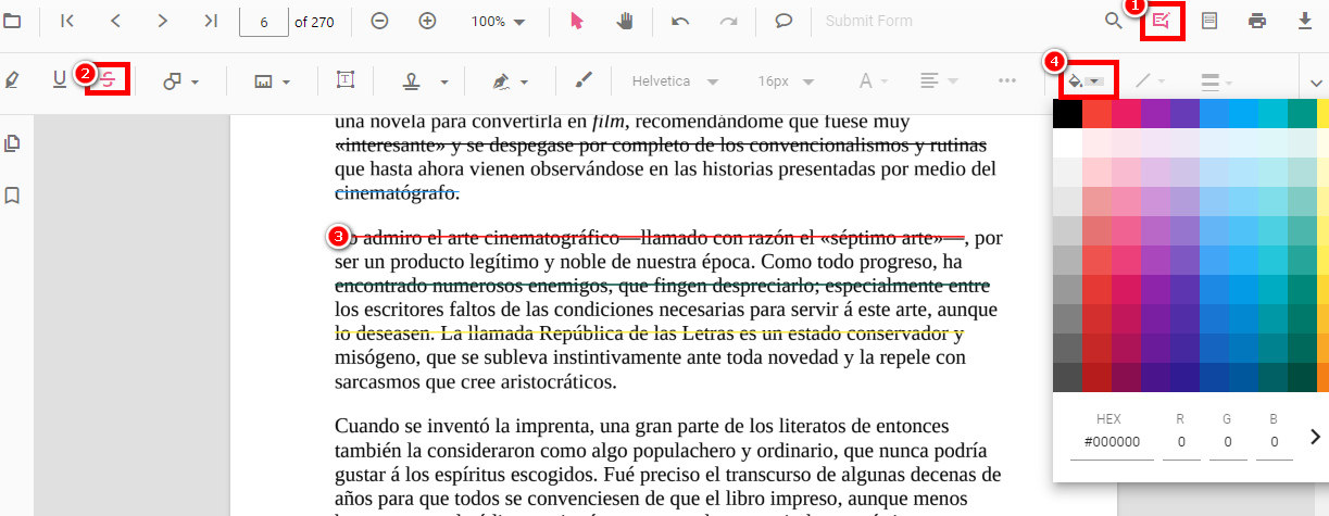 Tachar Texto en el Editor en Línea de PDFgear