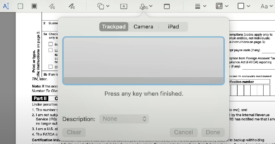 Tres opciones para crear una firma en Vista Previa