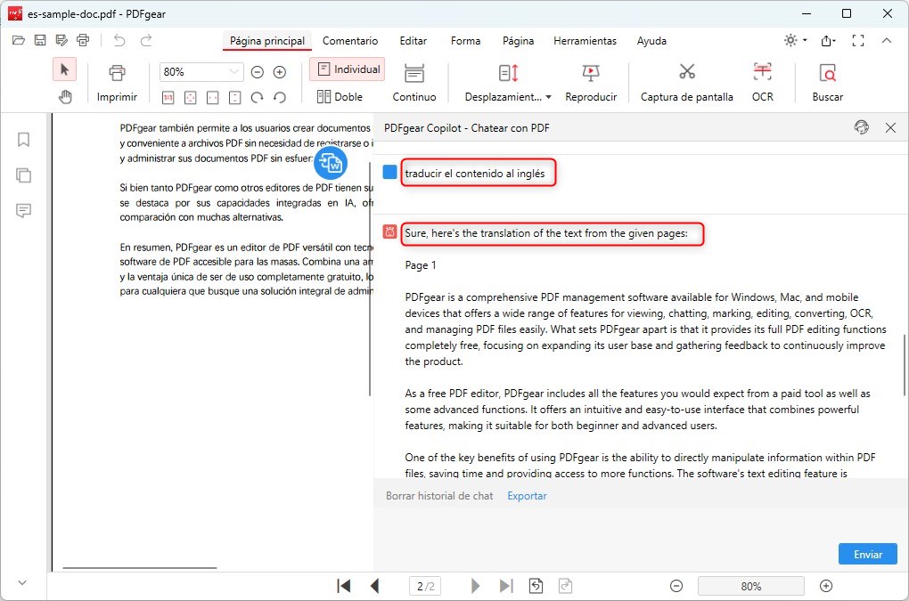 Traducir PDF con IA usando PDFgear