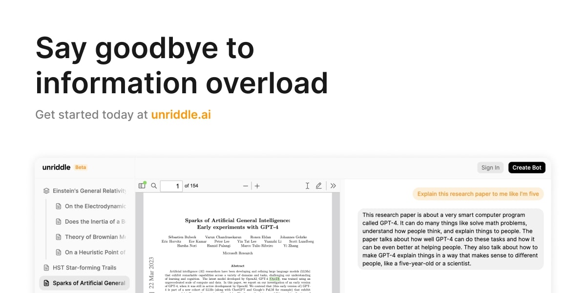Herramienta de PDF con IA Unriddle
