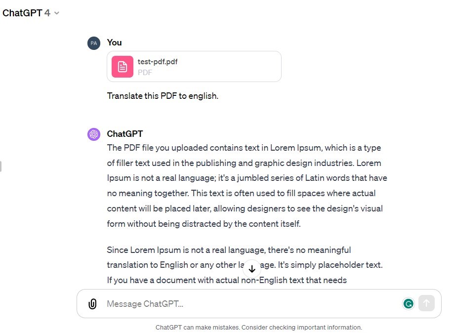 Subir un archivo PDF a ChatGPT 4 para traducir