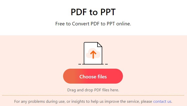 Subir un PDF al Convertidor en Línea de PDF a PPT