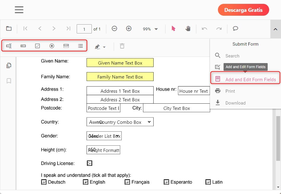 Varios Campos de Formulario Editables