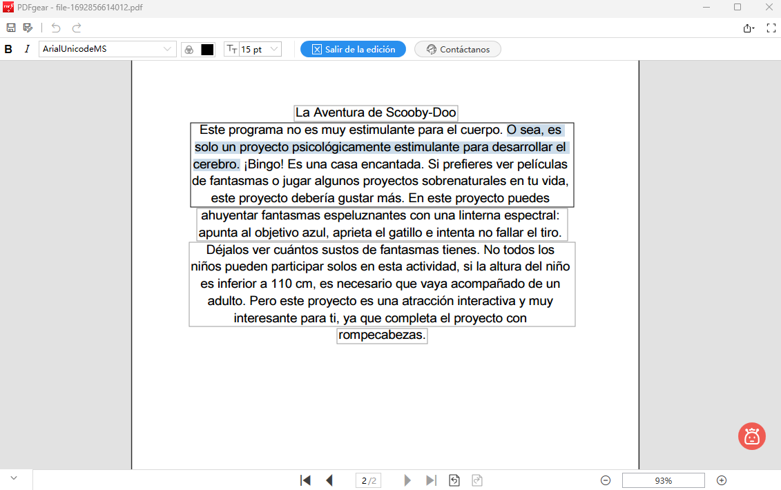 Editar texto en PDF en PDFgear