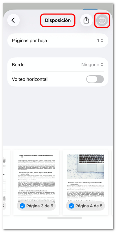 Ajustar la disposición de la página para imprimir