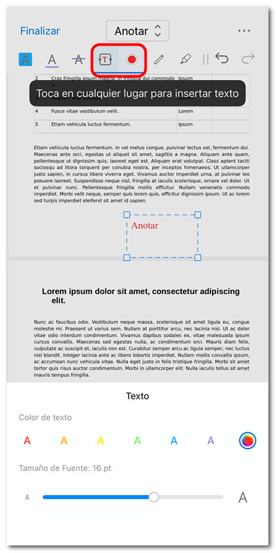 Añadir texto a PDF en iOS