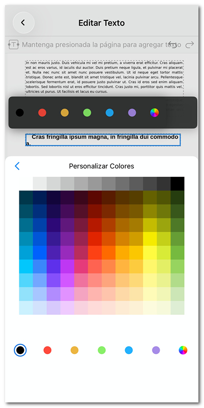 Cambiar el color del texto en PDF en iOS