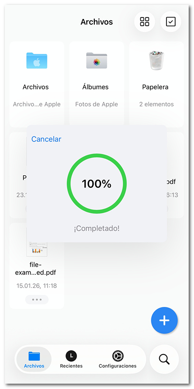 Comprobar el progreso de la fusión de archivos