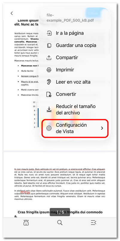 Comprobar la configuración de vista