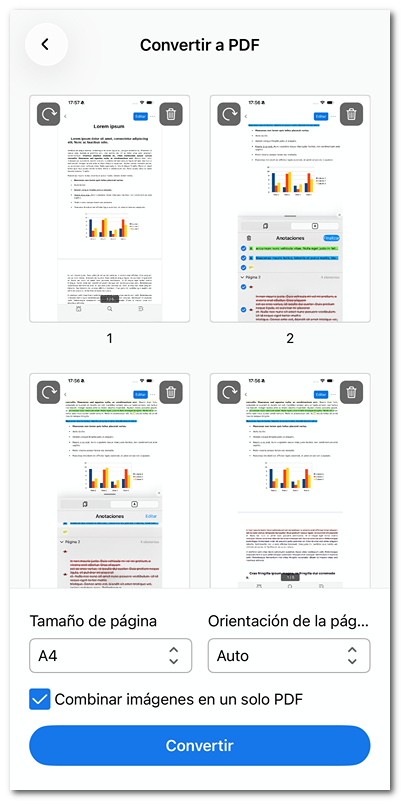 Convertir imagen a PDF en lote en iOS