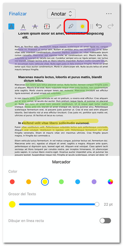 Dibujar en PDF con marcador